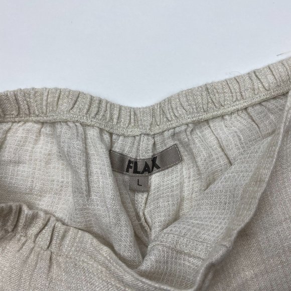 Flax Linen Ankle Pants Tapered Leg Elastic Waist Flat‎ Front Lightweight Women L - Picture 9 of 11
